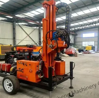 Machine de forage de puits d'eau montée sur remorque